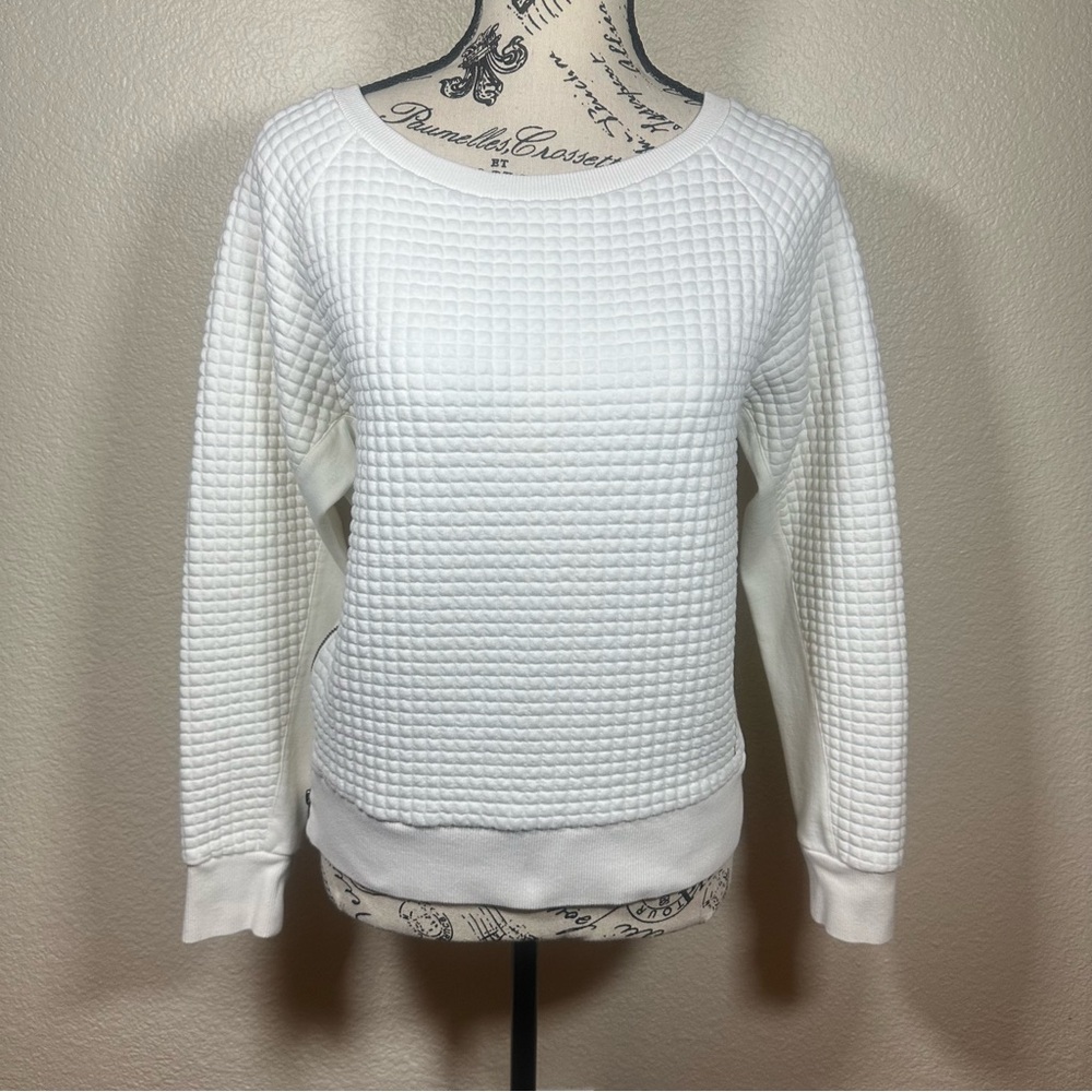 REEBOK Women’s Quilted Sweatshirt - Off-White - Small